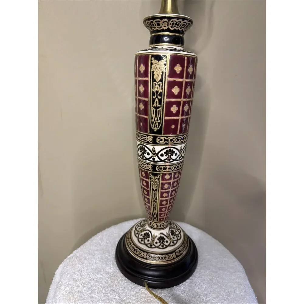 Bombay Co. Chinoiserie Table Lamps Brass Porcelain with Enamel Overlay Gift
